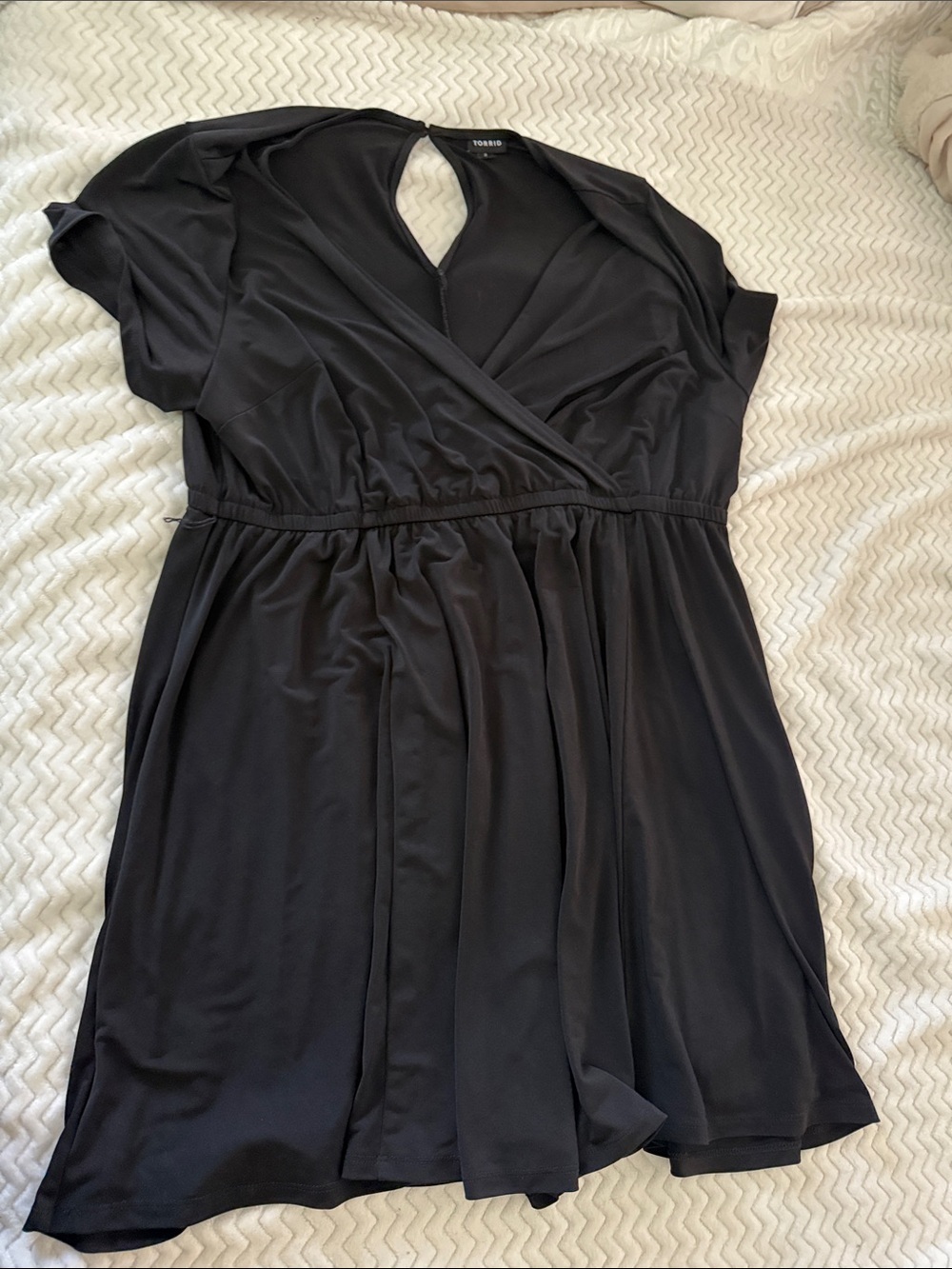 torrid Black Faux-Wrap Short Sleeve Dress